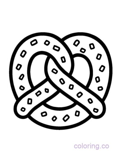 Bold Line Pretzel Coloring Page for Preschool Kids