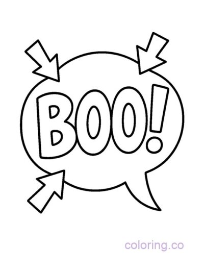 Cute Boo! Speech Bubble Coloring Page