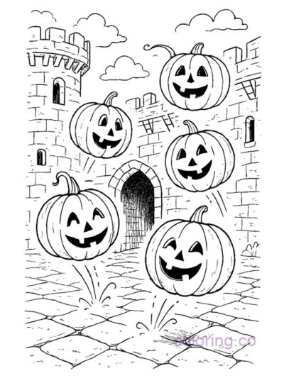 Bouncing Pumpkins Coloring Page