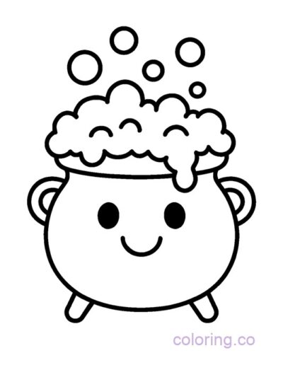 Cute Bubbling Cauldron Coloring Page