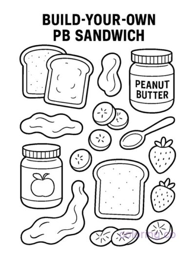 Build Your Own Peanut Butter Sandwich Coloring Page