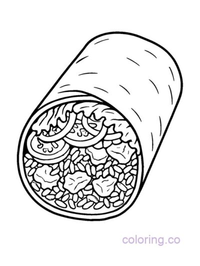 Delicious Burrito Cross Section Coloring Page for Teens