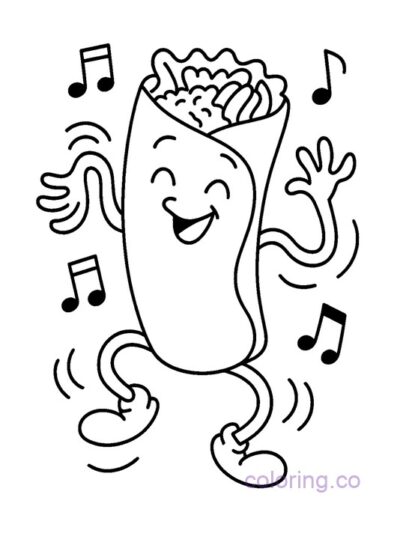 Dancing Burrito Coloring Page for Kids