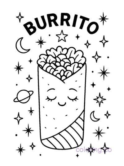 Fun Burrito Zodiac Coloring Page for Teens