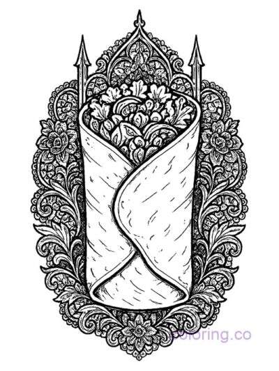 Gothic Burrito Coloring Page for Teens