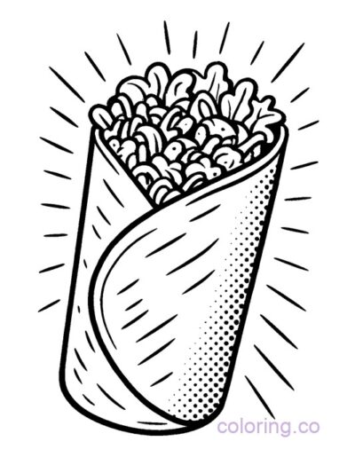 Pop Art Burrito Coloring Page for Teens