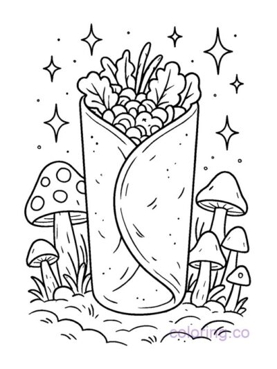 Magical Forest Burrito Coloring Page for Kids
