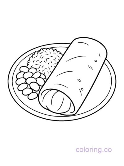Adorable Burrito Coloring Page for Kids