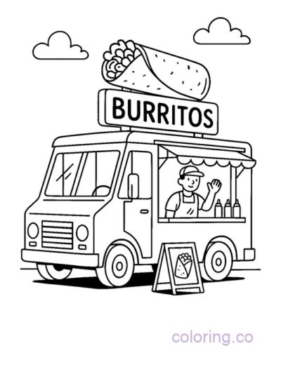 Fun Burrito Truck Coloring Page for Kids & Teens