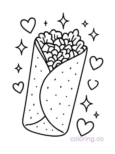 Aesthetic Burrito Coloring Page for Teens and Adults