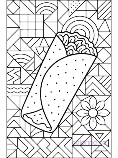 Burrito Geometric Coloring Page for Teens