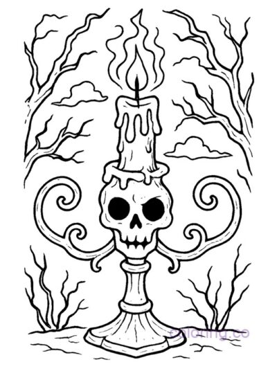 Haunted Candle Coloring Page