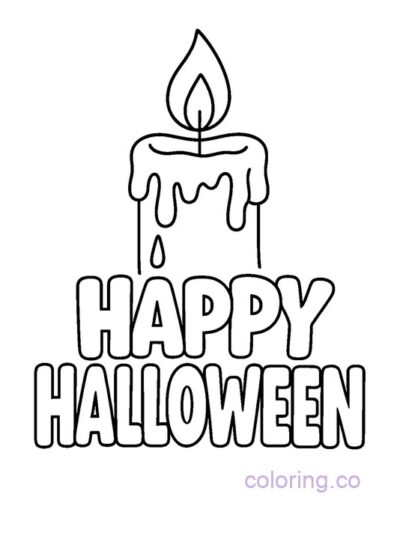 Happy Halloween Candle Coloring Page