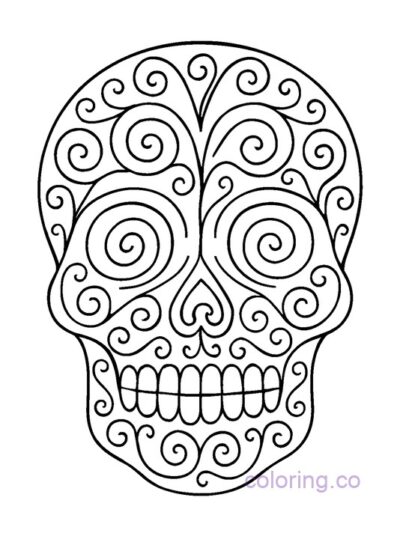 Candy Skull Swirl Coloring Page