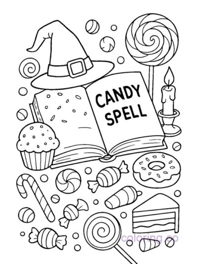 Magical Candy Spell Coloring Page