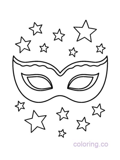 Carnival Mask with Stars Coloring Page