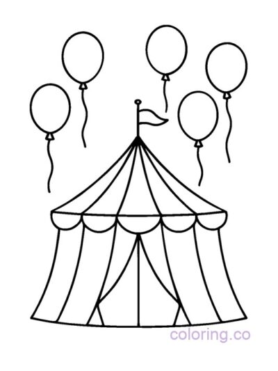 Fun Carnival Tent and Balloons Coloring Page