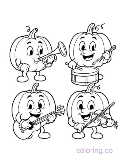 Cartoon Pumpkin Band Coloring Page
