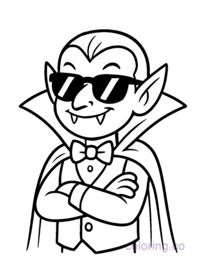 Fun Cartoon Vampire Coloring Page