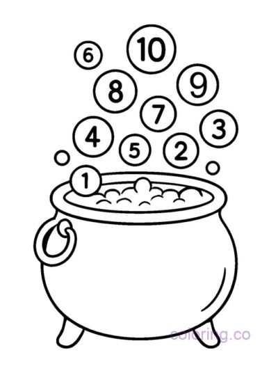 Fun Cauldron Bubble Numbers Coloring Page