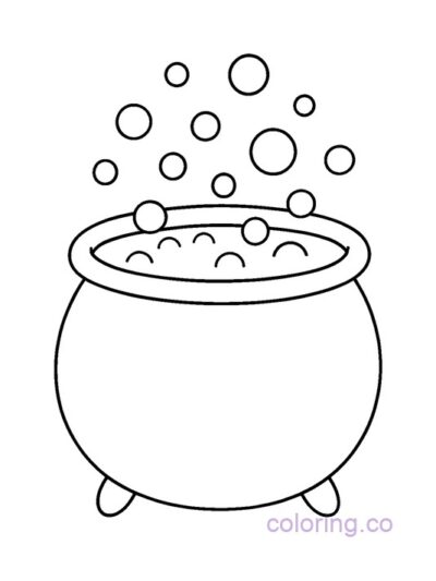 Cauldron with Bubbles Coloring Page