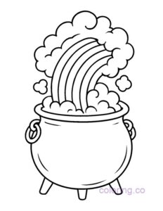 Cauldron with Rainbow Smoke Coloring Page | Coloring.co