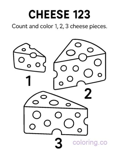 Fun Cheese Counting Coloring Page for Preschool