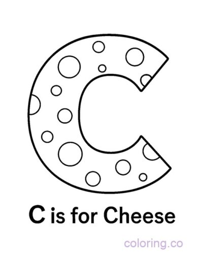 Fun "C is for Cheese" ABC Coloring Page for Kids