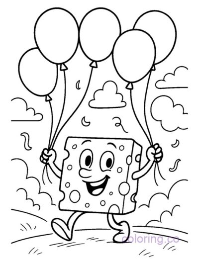Cheese Balloon Parade Coloring Page for Kids
