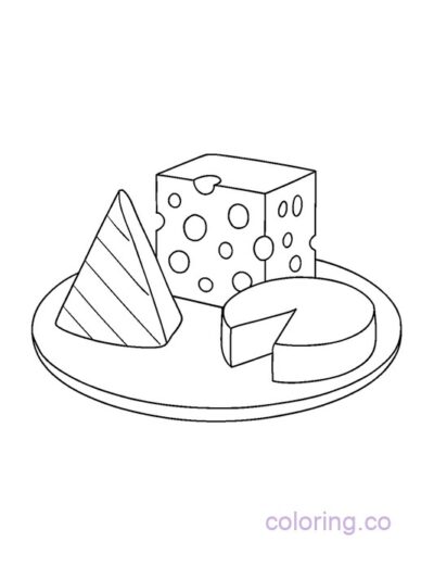 Cheese Board Sampler Coloring Page for Kids