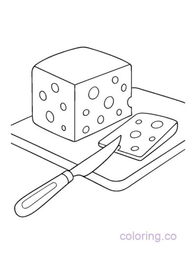 Fun Cheese and Knife Coloring Page for Kids