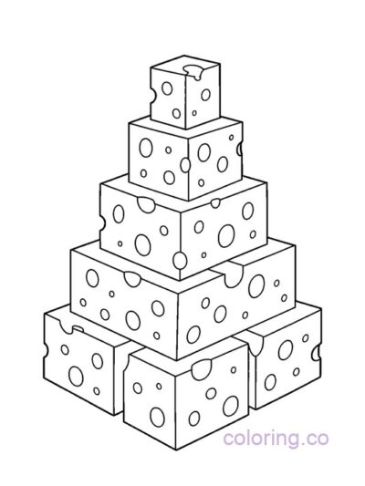 Fun Cheese Pyramid Coloring Page for Kids
