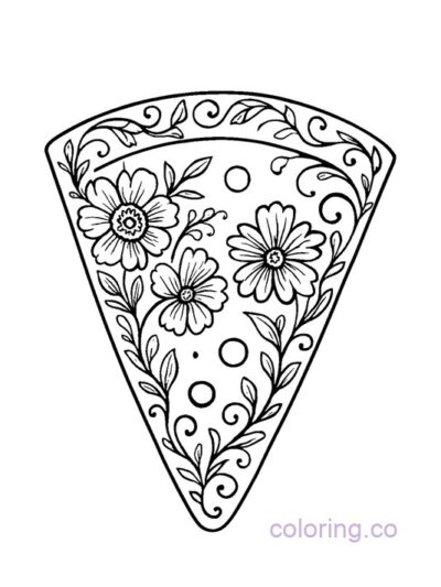 Intricate Floral Cheese Slice Coloring Page