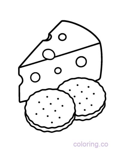 Cheese and Crackers Coloring Page for Kids