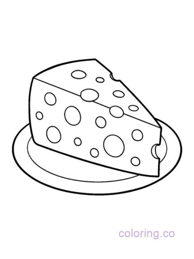 Cheese on a Plate Coloring Page for Preschoolers