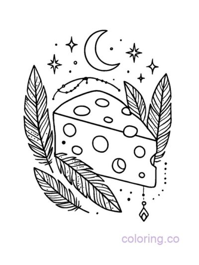 Trendy Boho Cheese Coloring Page for Teens