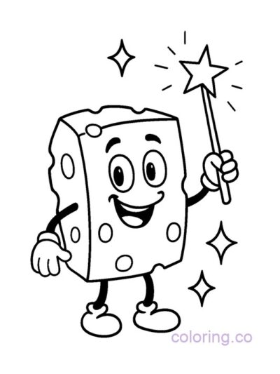 Magical Cheese Coloring Page for Kids