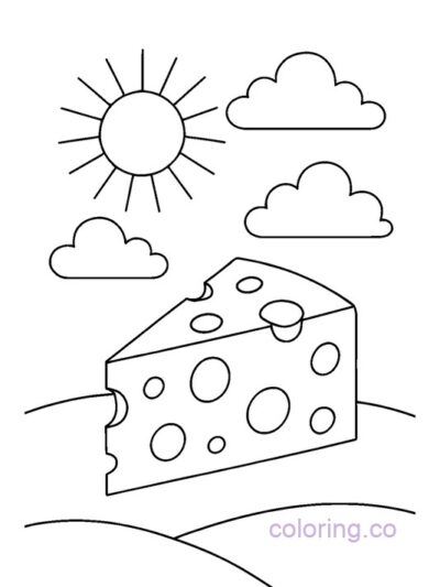 Cheese and Sun Coloring Page for Preschoolers