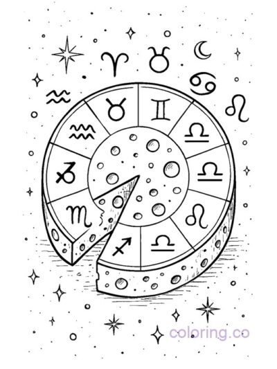 Zodiac Cheese Coloring Page for Teens