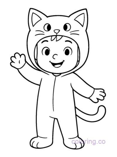 Cute Cat Costume Coloring Page