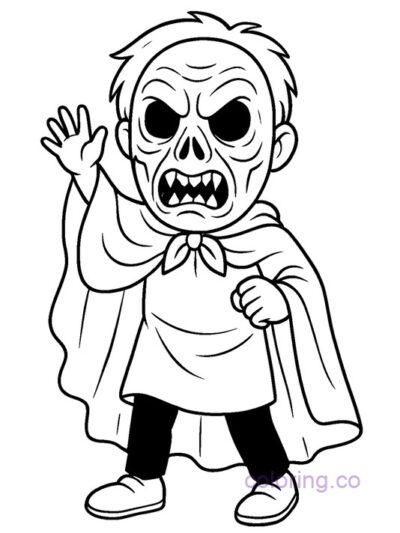 Scary Masked Child Coloring Page