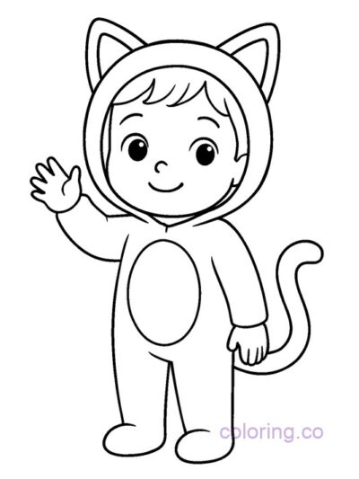 Cute Kitten Ears Costume Coloring Page