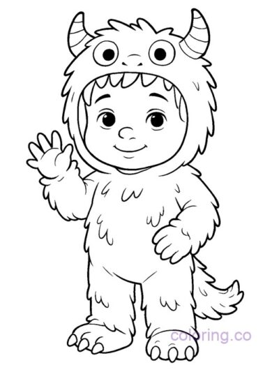 Cute Monster Costume Coloring Page