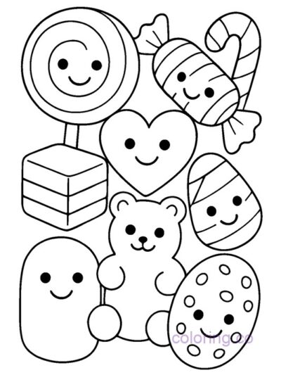 Cute Candy Coloring Page for Preschool Fun