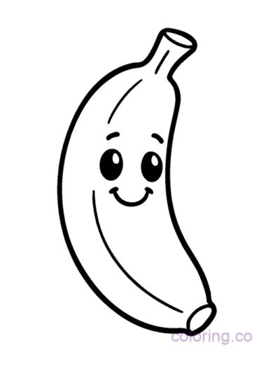Cute Chunky Cartoon Banana Coloring Page