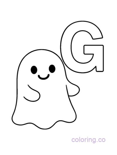 Chunky Ghost Coloring Page with Letter G