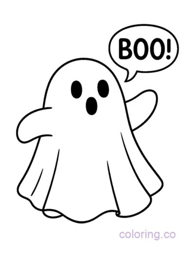 Cute Ghost Coloring Page for Preschool Fun