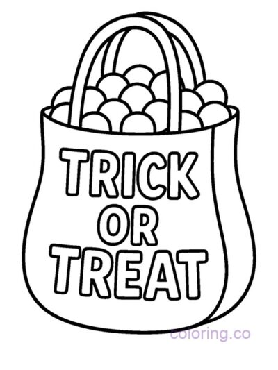 simple bold lines trick or treat bag coloring page