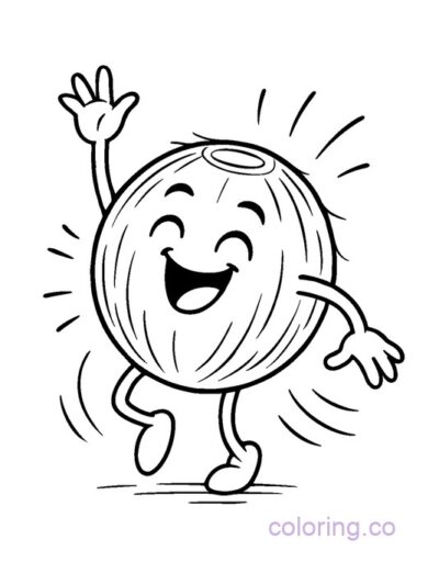 Coconut Dancing Coloring Page for Kids