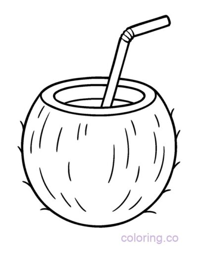 Cute Coconut Drink Coloring Page for Preschoolers